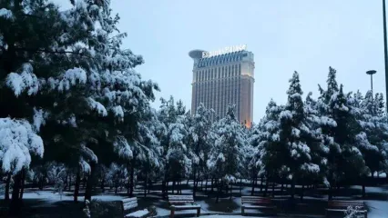 (ویدئو) تهران برفی از نمای هتل اسپیناس پالاس
