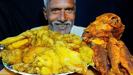 (ویدئو) غذا خوردن با صدا؛ خوردن 4 کیلوگرم چلوچربی و کله پاچه توسط مرد بنگلادشی