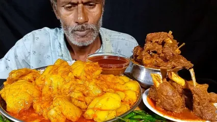 (ویدئو) خوردن 2.75 کیلوگرم چلو چربی و چلو گوشت توسط مرد مشهور بنگلادشی