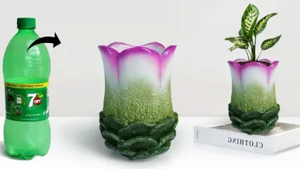 (ویدئو) نحوه ساخت یک گلدان شیک و زیبا با بطری پلاستیکی نوشابه و سیمان