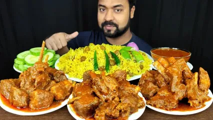 (ویدئو) غذا خوردن با صدا؛ خوردن تماشایی 3 کیلوگرم چلو گوشت توسط جوان بنگلادشی
