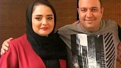 تصاویر رمانتیک از نرگس محمدی بازیگر سریال ستایش و همسرش زیر باران