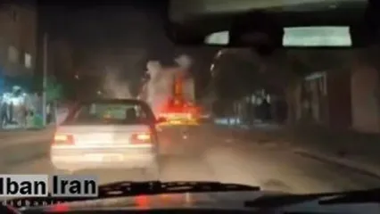 لحظه اصابت نارنجک به خودروی آتش‌نشانی در گرگان