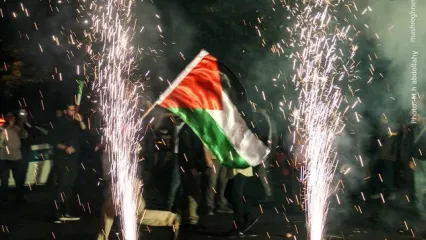 شادی مردم در میدان فلسطین+ فیلم