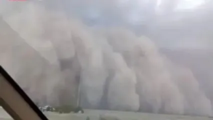 طوفان تندری آخرالزمانی در جاده سبزوار - شاهرود+ویدئو