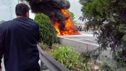 ویدئو دلخراش از مرگ یک راننده خودرو در آتش