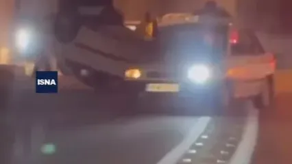 اولین فیلم از واژگون شدن پژو در جاده چالوس