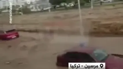 سیل در ترکیه خودروها را با خود برد