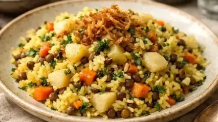 طرز تهیه شلغم پلو با سبزیجات و عدس؛ انتخابی سالم برای ناهار و شام