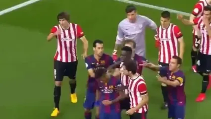 نوستالژی/ حمله بازیکنان بیلبائو به نیمار بابت دریبل