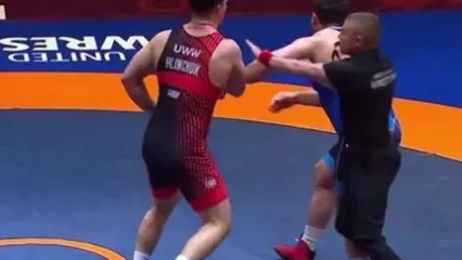 ویدیو/ درگیری شدید رضا کایالپ با کشتی‌گیر بلاروس پیش از تاریخ‌سازی