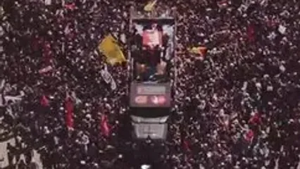 تصاویر هوایی از تشییع رهبر انقلاب ایران در نجف اشرف