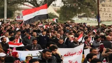 تظاهرات مردم بصره در اعتراض به تحریم هوایی ایران