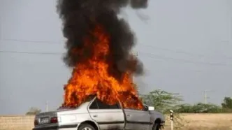 تصادف و آتش‌ گرفتن خودرو دانش‌آموزان در ممسنی | ۷ دانش آموز مصدوم شدند