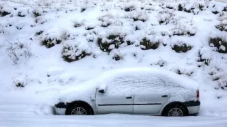 (ویدئو) دفن شدن خودروها در برف شدید بانه