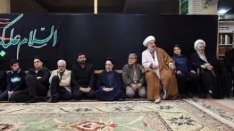 سیدمحمد خاتمی و هادی خامنه ای در مراسم عزاداری شهادت حضرت فاطمه(س) + عکس