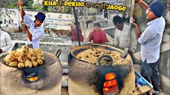 (ویدئو) غذای مشهور خیابانی در هند؛ کباب کردن سیب زمینی روی شن داغ
