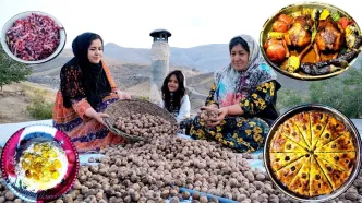 (ویدئو) پخت باقلوا، کوفته قلقلی و دو مرغ بریانی توسط خانواده روستایی ارومیه ای