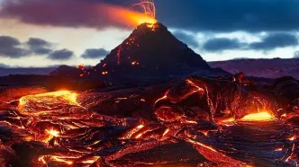 ببینید| فوران ترسناک یک کوه آتشفشان در ایسلند