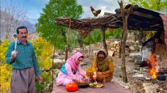 (ویدئو) پخت دلمه گوجه و بادمجان به روش متفاوت دو بانوی روستایی کردستانی