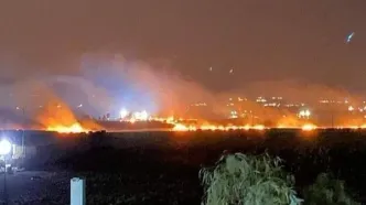 آتش‌سوزی در پایگاه اسرائیلی برانیت پس از حمله موشکی حزب الله