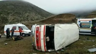 سقوط مرگبار مینی‌بوس ‌در جاده رامهرمز