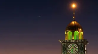 هلال ماه رمضان بر فراز حرم حضرت عباس(ع)+تصاویر