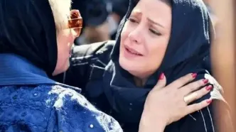 گریه بی‌امان طناز طباطبایی در مراسم ختم رضا داوودنژاد + ویدئو