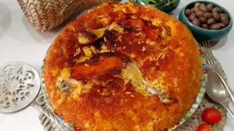 طرز تهیه دمی گوجه با ته انداز مرغ زعفرانی