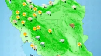 رگبار باران در اکثر استان‌های کشور + نقشه