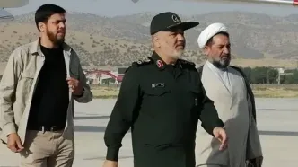 حضور فرمانده کل سپاه در محل سانحه بالگرد رئیس جمهور