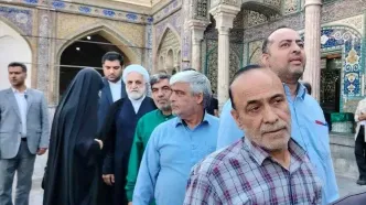 حضور محسنی اژه ای در حرم عبدالعظیم برای رای دادن+ فیلم‌