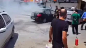 تصاویر تازه از آتش‌سوزی خودروی رانا در بازار روز چالوس