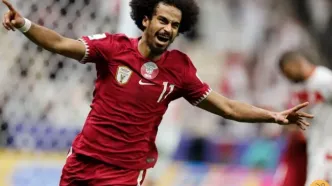 (ویدئو) گل اول قطر و شادی عجیب اکرم عفیف