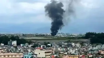 سقوط یک هواپیمای مسافربری در نپال با 32 سرنشین + ویدئو