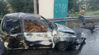 فوت یک مرد میانسال به دلیل حریق خودرو در یک تصادف جاده ای