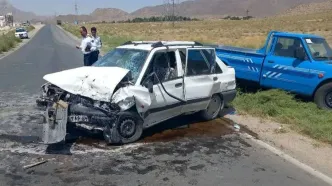 ۶ مصدوم و یک جان‌باخته در تصادف دو خودرو سواری پراید در محور سانیج تفت