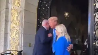 استقبال متفاوت ترامپ از نتانیاهو و همسرش در ورودی اقامتگاه بزرگ خود + ویدئو