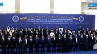 عکس یادگاری مقامات خارجی با سران سه قوه در مراسم تحلیف