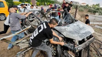 (ویدئو) لحظه هدف قرار دادن خودروی فلسطینی با پهپاد