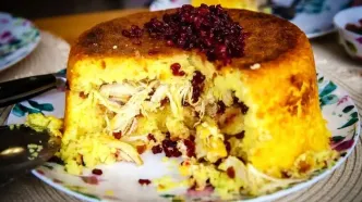 طرز تهیه ته‌چین مجلسی به سبک مازندرانی‌ها