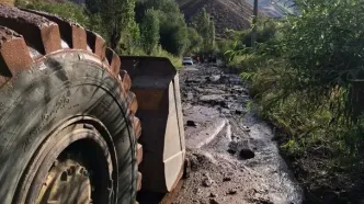 وقوع سیلاب در محور روستایی ناریان از توابع بخش بالاطالقان