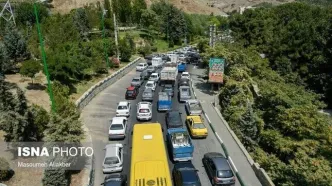 عکسی از ترافیک سنگین در ورودی جاده چالوس