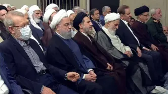 حضور حسن روحانی، علی لاریجانی، ناطق نوری
 و جهانگیری در جلسه کارگزاران نظام