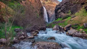 ببینید | بزرگ‌ترین آبشار ایران در قلب تپنده تنگ زندان و نگین سبزکوه بختیاری