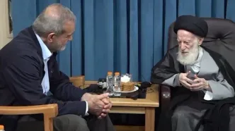 دیدار پزشکیان با آیت الله شبیری زنجانی