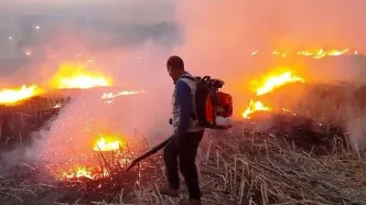 آتش سوزی بزرگ در مزارع استان لرستان خط و نشان در مردان آتش افروز