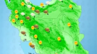 جو پایدار در اکثر مناطق کشور | بارش پراکنده دراستان های شمالی