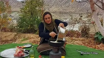 غذای روستایی در ایران؛ پخت یک غذای محلی با گوشت بره