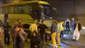 برخورد زنجیره ای ۶ خودرو در تونل شیرین سو/ این حادثه ۶ مصدوم داشت + فیلم